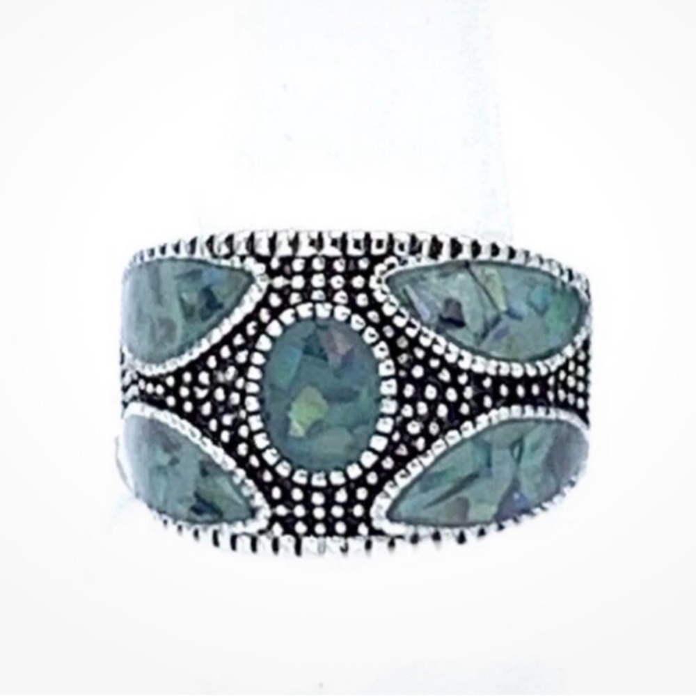 LIA SOPHIA SILVER TONE ABALONE RING - SIze 10
